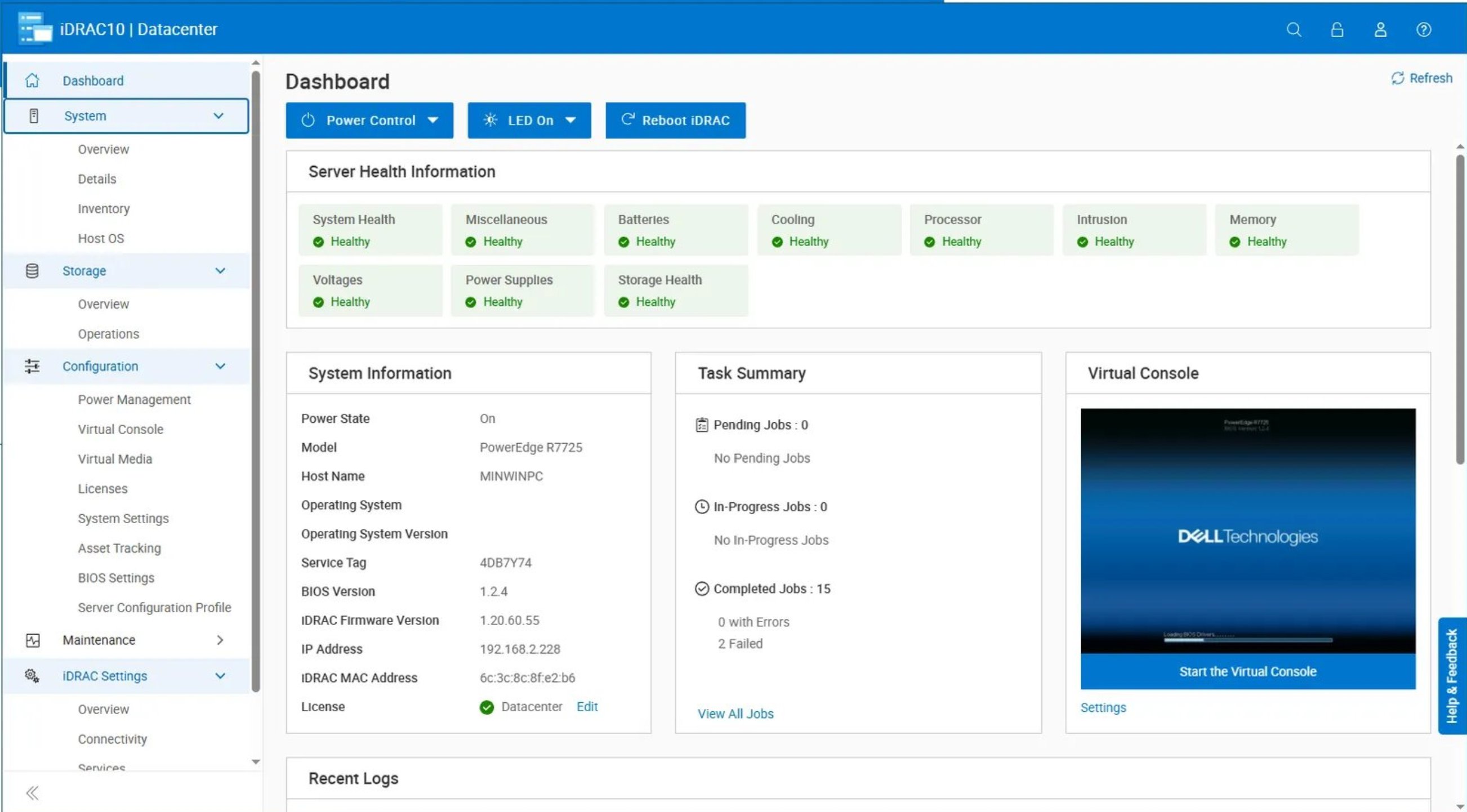 iDRAC10 home page
